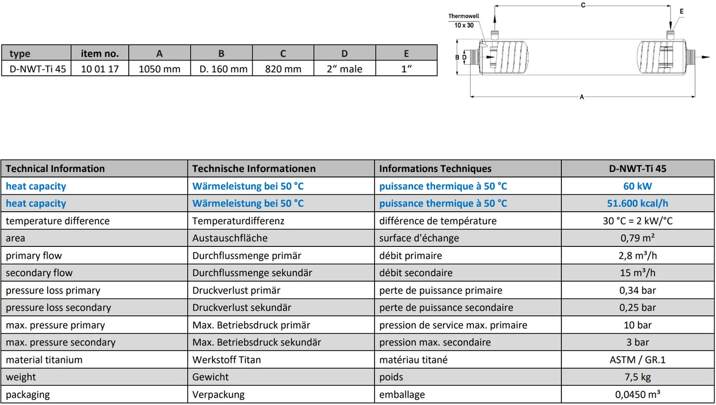 Titan Värmeväxlare Bergvärme 60 kW