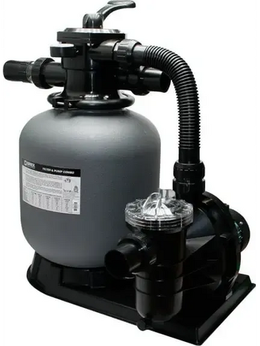 Brilix FSP350 sandfilter-pump combo med svart bas, cylindrisk sandfilter och slangar