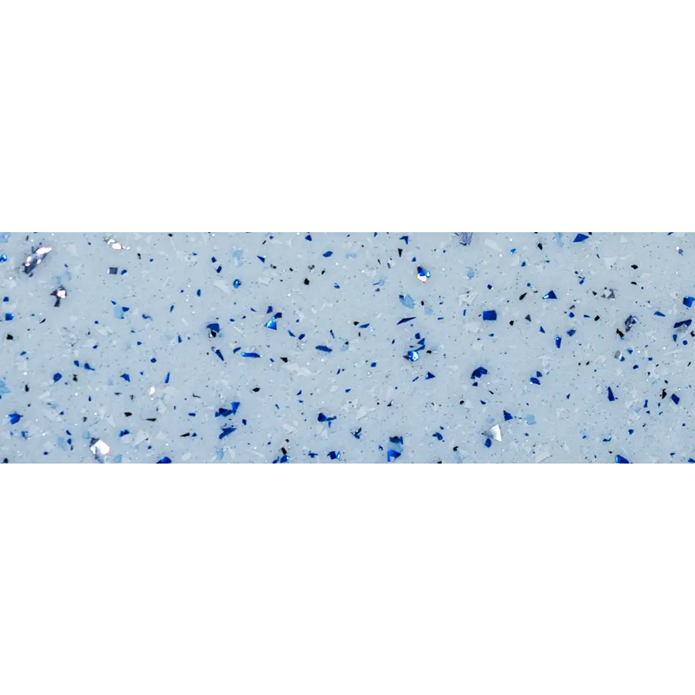 Ljusblå poolyta med glänsande blå-svarta glasbitar, Glasfiberpool Papeete 700