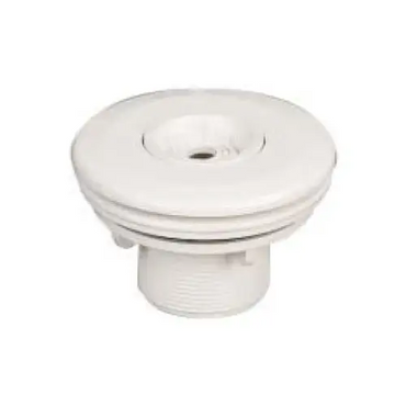 Vit plast spa jet med cirkulär texturerad topp, gängad bas, d50 lim anslutning, dubbla packningar