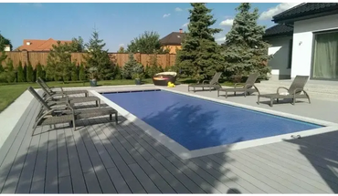 Blå poolöverdrag i Vit plastpoolstege Natura Napoli paket