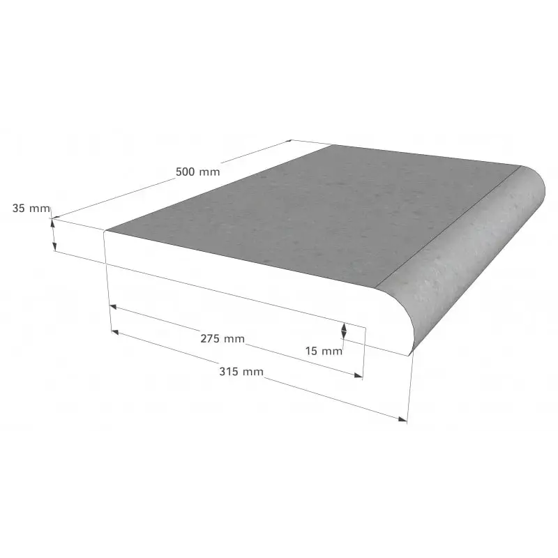 Grå betongbänkskiva med rundade kanter i Rustica Nevada Paket