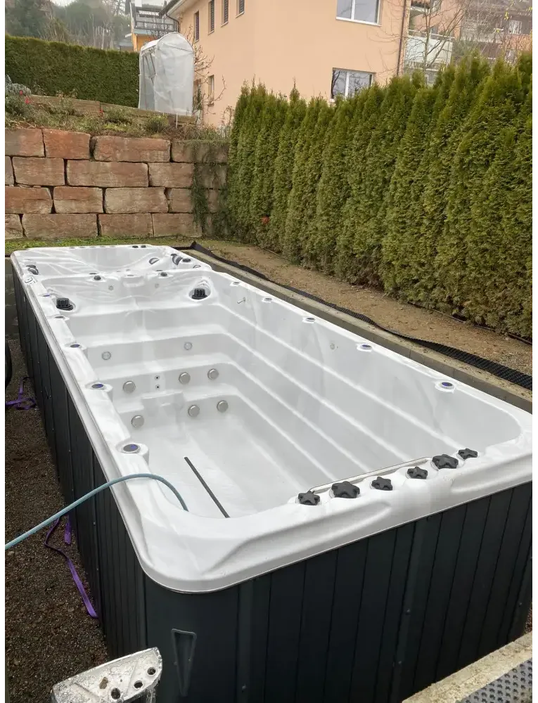 Vit PassionSpa Energy Deep Swim Spa – Sport Collection, vit och svart med jetmunstycken