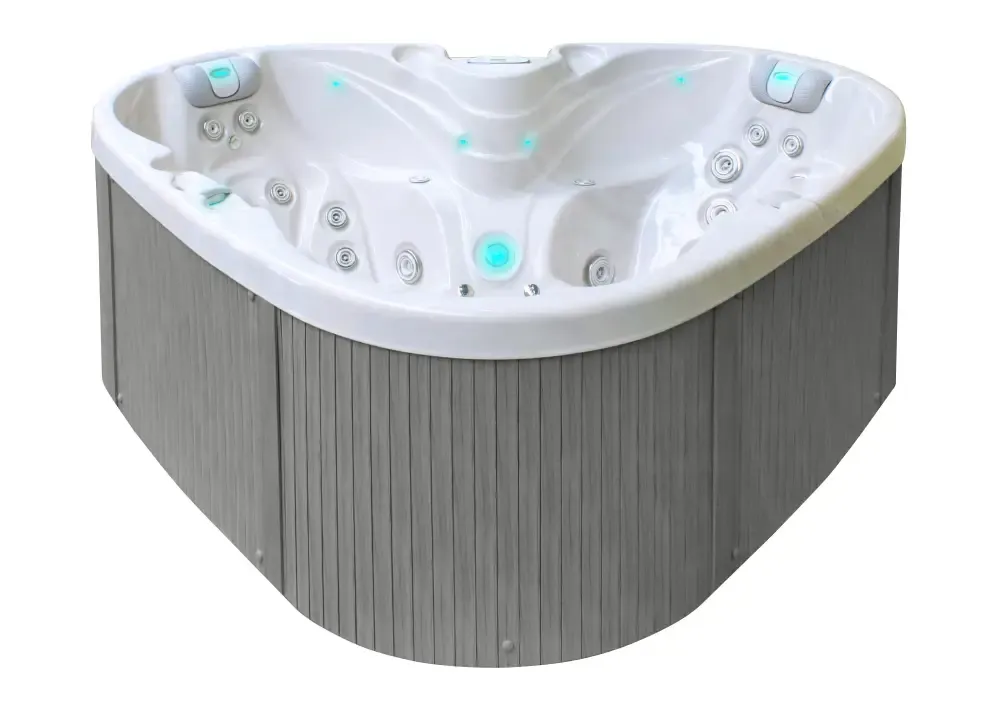PassionSpa Heart Spabad med vit-grå hörn, blå LED-belysning