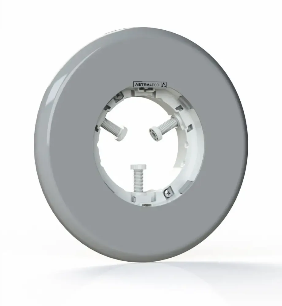 Grå cirkulär LED poollampa Lumiplus Flexi med vit montering
