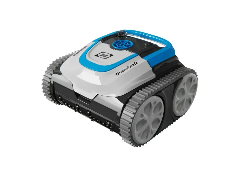 Hayward Ipower Shark blå och vit robotisk poolrengörare med grå band