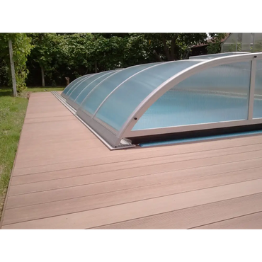 Pooltak NIVO KIT 860WC silverramad genomskinlig böjd pooltäckning med räfflad textur