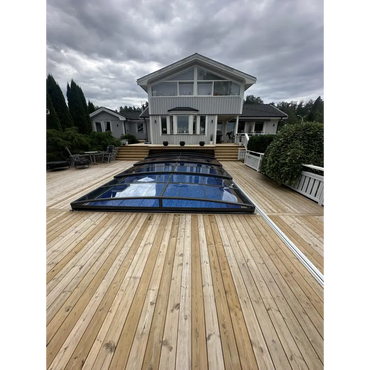 Pooltak Sydney 3.5×3.5 med transparent glastak för pool ena sidan