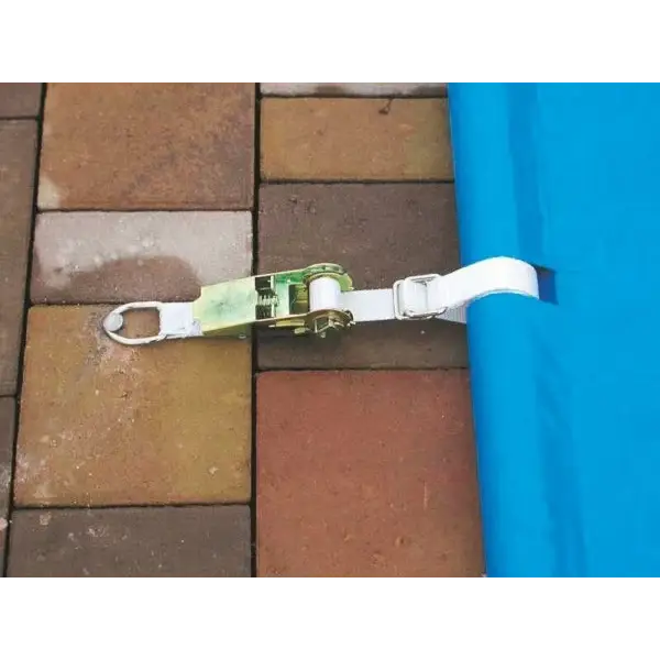 Vit rem med grön-silver ratchmekanism för rolltop pooltäckning 3x6m inkl handenhet