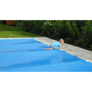 Blå poolöverdrag Rolltop för 5×10 pool inkl handenhet