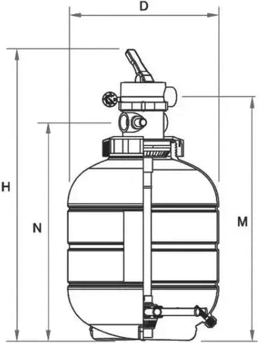 Vit sandfilter Millenium toppmonterad med manometer och handtag