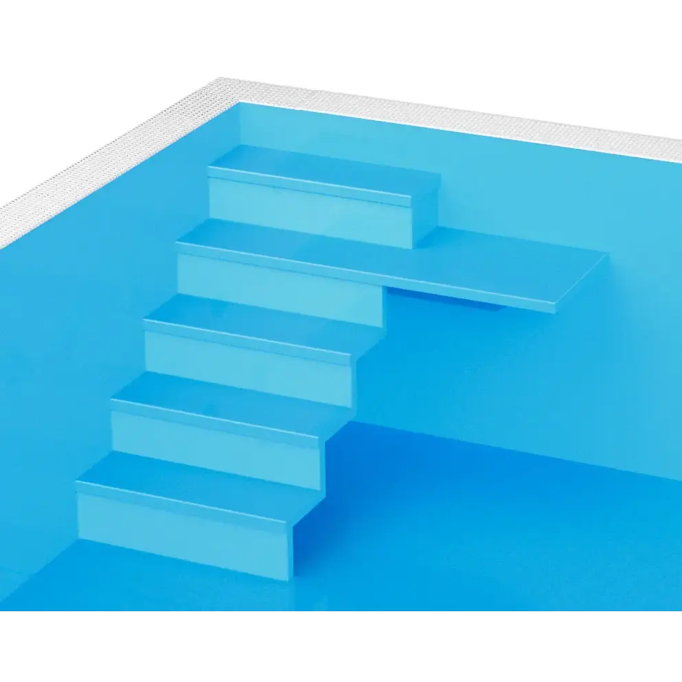 Blå pooltrapp med glansig yta i ThermoPP Poolpaket QBig 3.5×8