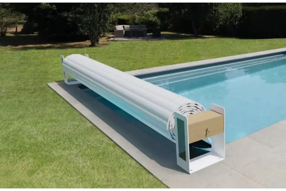 Vit Top One ovanmark poolöverdrag med metallram, 5m bredd