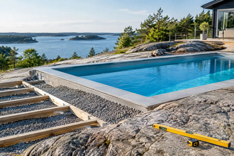 Poolbygge på berg - planera grunden rätt