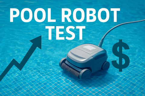 Grå och svart robotisk poolstädare med slimmad rund design.
