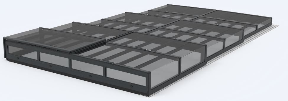 Pooltak ICON KIT S1 3×6 (klarglas, sidodörr, enkelskena, antracit)