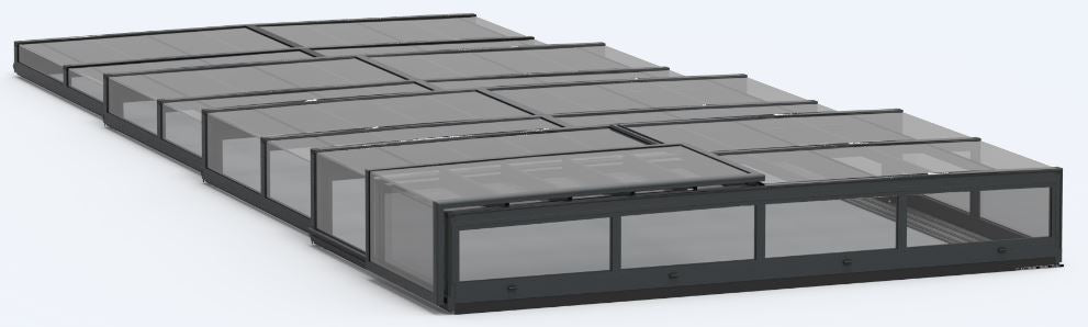 Pooltak ICON KIT S1 3×6 (klarglas, sidodörr, enkelskena, antracit)