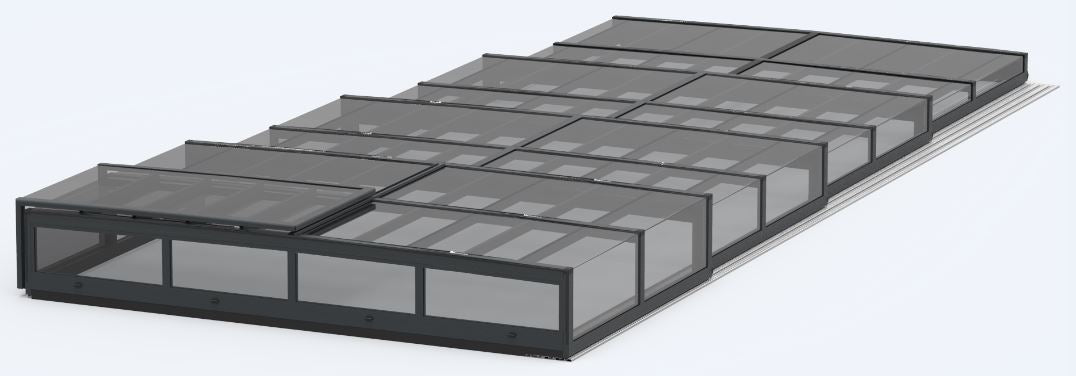 Pooltak ICON KIT S1 3×6 (klarglas, sidodörr, enkelskena, antracit)