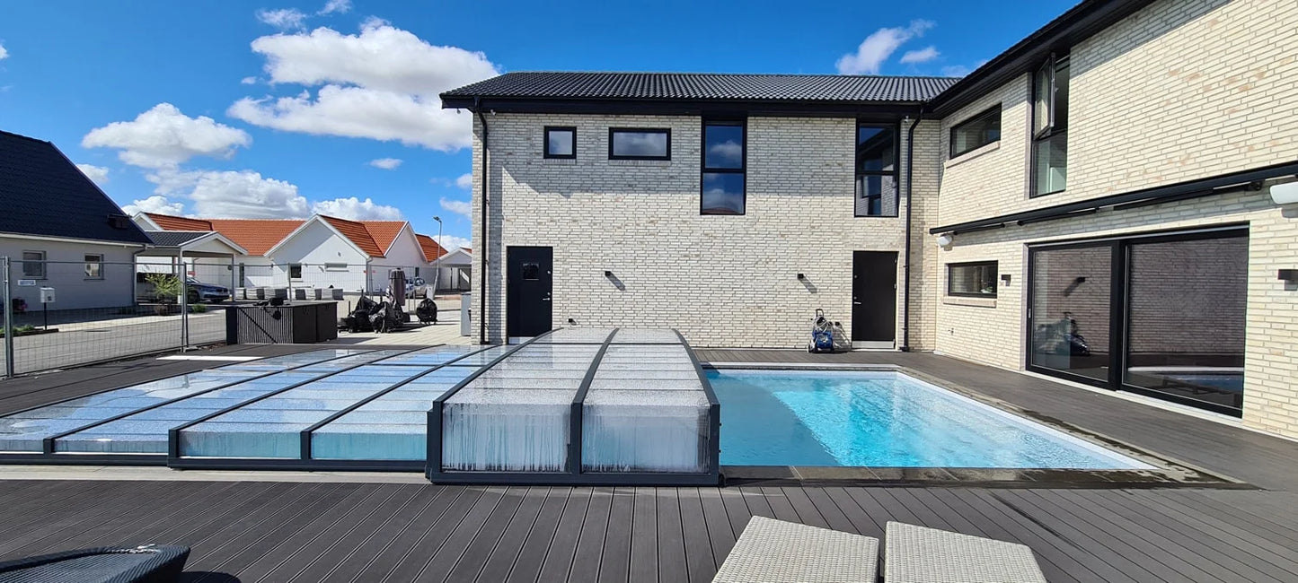 Pooltak ICON 4×10 utan sarg klarplast antracit