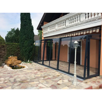 Altantak Terasstak svarta ramar skjutbara pooltak med glas