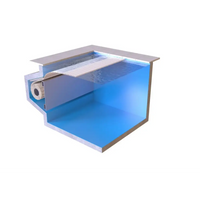 Blå pool med Aquatop Nersänkt 800, extern motor 60x14mm och ribbad filtrering