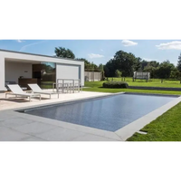 Modern AquaTop pool med extern motor, 60x14mm, blå kakel och grå kanter