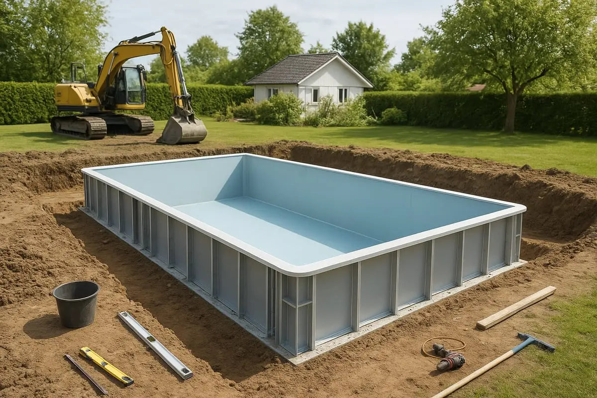 Byggprocessen: Från Grundarbete till Färdig Pool