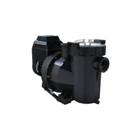 AstralPool Victoria Plus tyst cirkulationspump i svart plast med klar filterlock och blå accenter