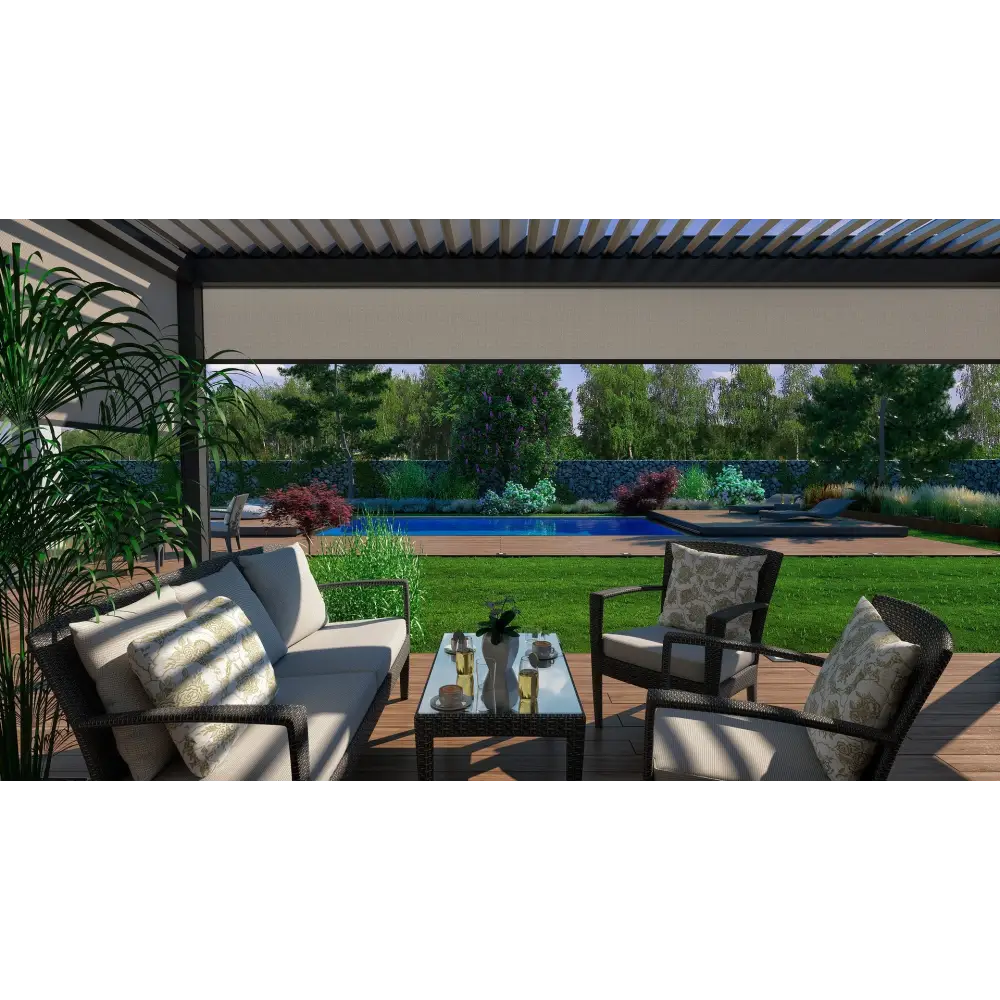 Beige BERGEN Deck A soffa med mörkt vävt ram för mobil poolterrass året runt