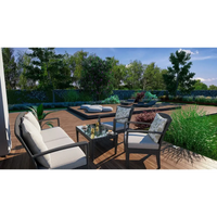 Mörkgrå BERGEN Deck-möbel med beige kuddar för året runt poolterrass