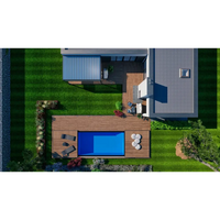 Rektangulär blå swimmingpool på BERGEN Deck A med mobil poolterrass året runt