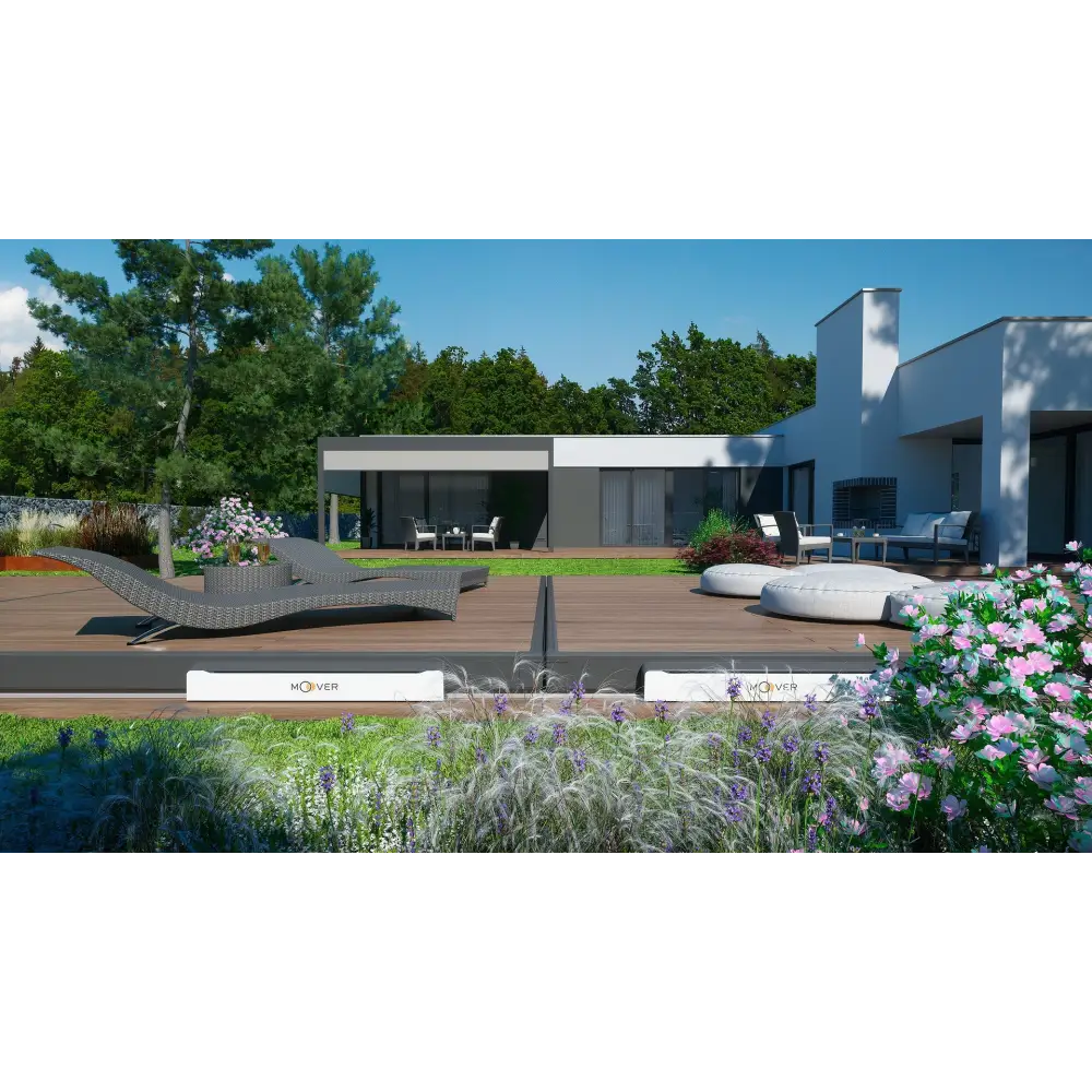 Modern grå rottingloungstol med kurvig design på Bergen Deck A, året runt