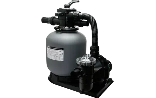 Brilix FSP350 sandfilter-pump combo med grå cylinder och svart bas Brilix FSP350 sandfilter-pump combo med grå cylinder och svart bas