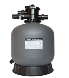 Grå Brilix P350 sandfilter med svart topp och ribbad bas