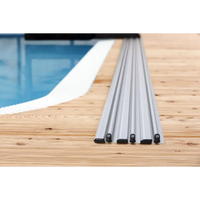 Extra skenor AIR med dubbla skenor för pooltak Klasik i silver aluminium med svarta ändkapslar