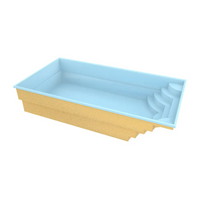 Glasfiberpool Aruba 700 rektangulär pool med blå interiör och guld exteriör