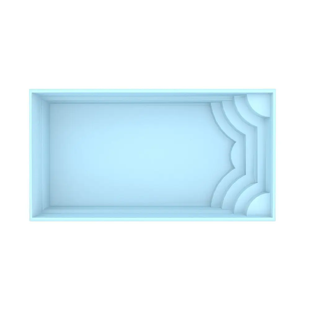 Ljusblå Glasfiberpool Aruba 700 med trappor, 7,20x3,70x1,50m