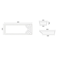 Rektangulär poolplanter med kurvade utsmyckningar i betong, Aruba 800