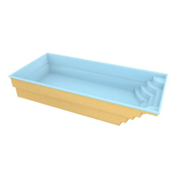 Rektangulär uppblåsbar Glasfiberpool Aruba 800 med ljusblå interiör och guldtexturerad exteriör med inbyggda steg, 8,20m x 3,