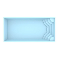 Ljusblå rektangulär Glasfiberpool Aruba 800 8,20m x 3,70m x 1,50m med kurvad panel