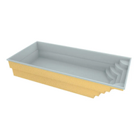 Glasfiberpool Aruba 800 med texturerad guld exteriör och steg