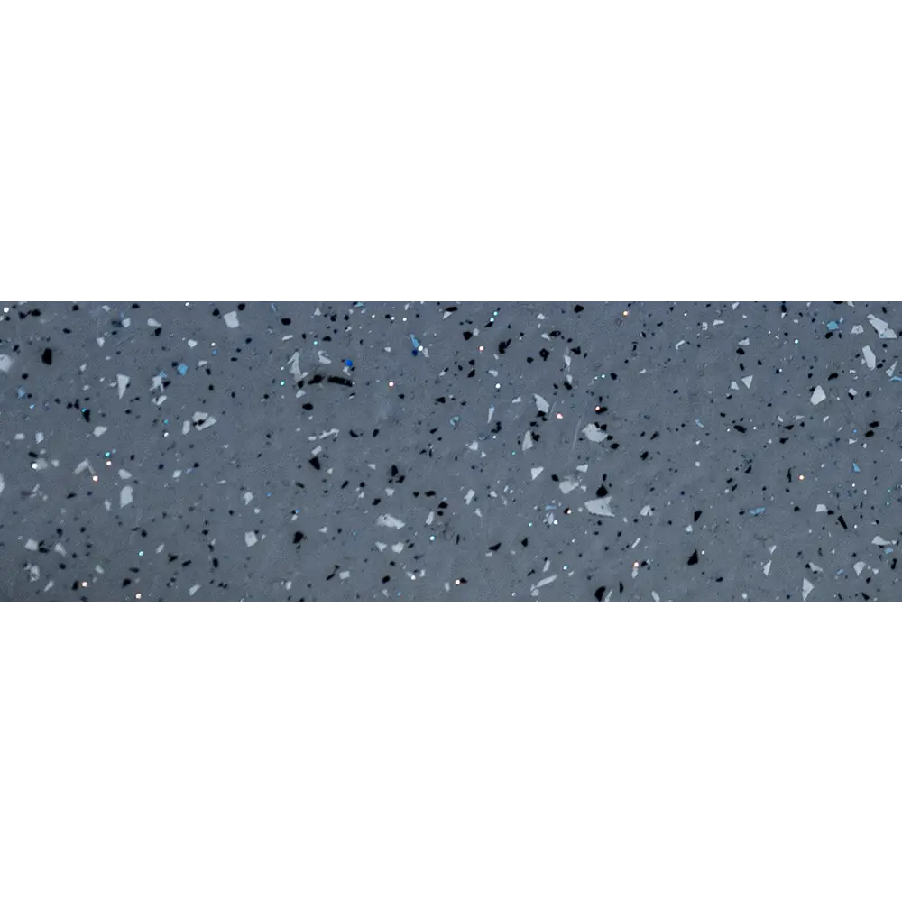 Grå terrazzo poolyta med svarta, vita och blåa speckles för Glasfiberpool Aruba 800