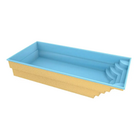 Glasfiberpool Aruba 800 rektangulär med ljusblå interiör och gyllengul textur