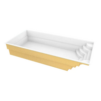 Vit glasfiberpool Aruba 800, 8,20x3,70x1,50m, vit-guld rektangulär med steg