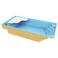 Ljusblå Aruba Plus trädgårdspool 8x3,7x1,5m med inbyggda steg