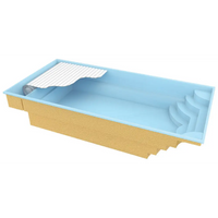 Ljusblå rektangulär ingroundpool Aruba Plus 8x3,7x1,5m med trappstegar