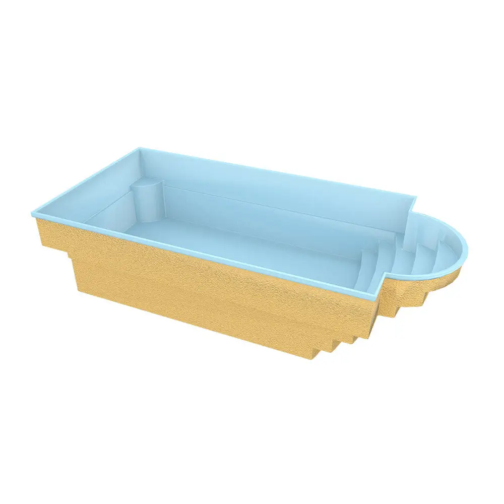 Glasfiberpool Aves 705 med avrundad trappa – perfekt pool!