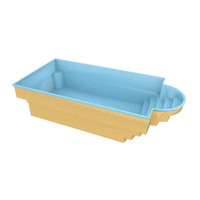 Glasfiberpool Aves 705 med avrundad trappa, perfekt pool i guld och blå