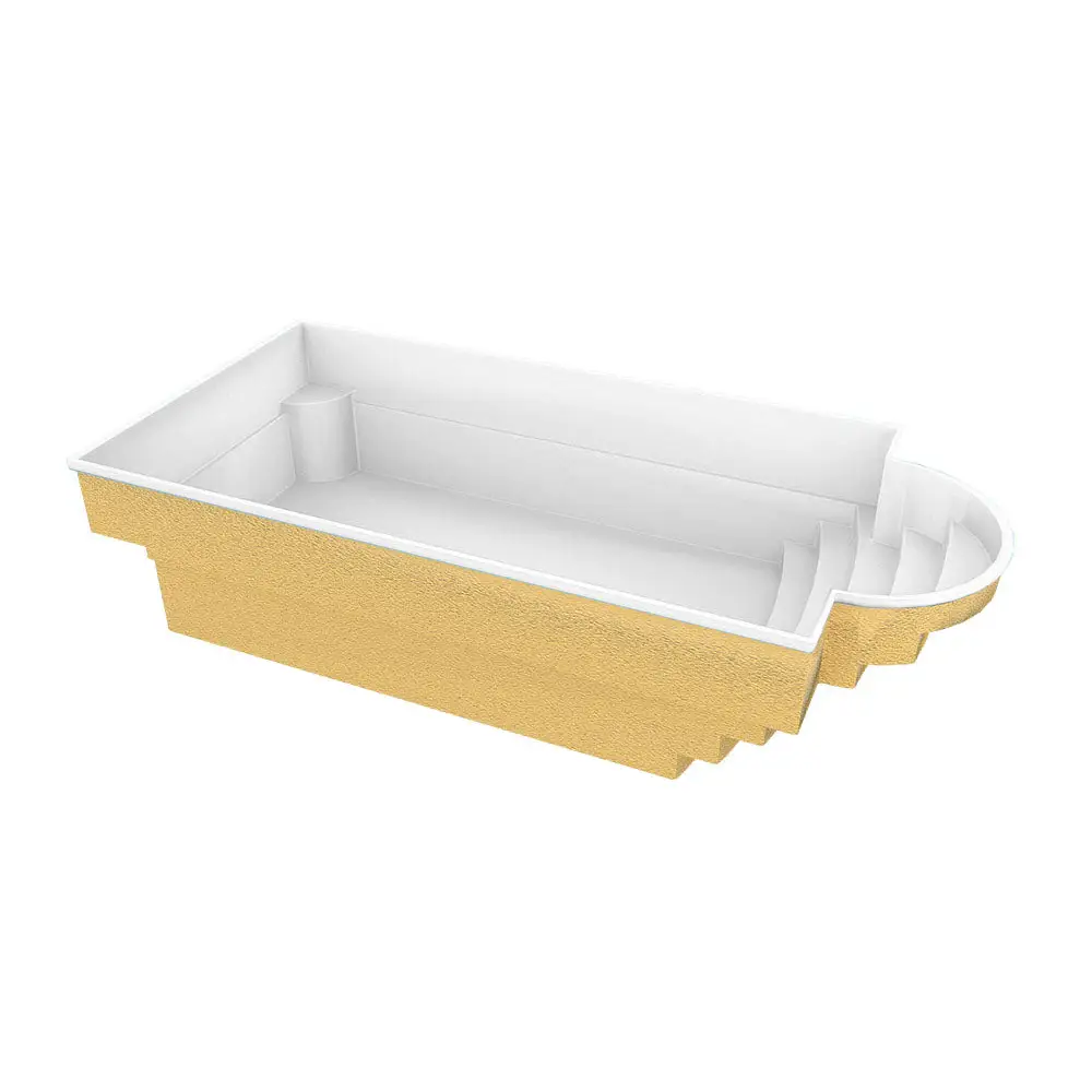 Glasfiberpool Aves 705 med avrundad trappa och perfekta kombinationen pool