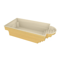 Glasfiberpool Aves 705 beige-guld pool med avrundad trappa